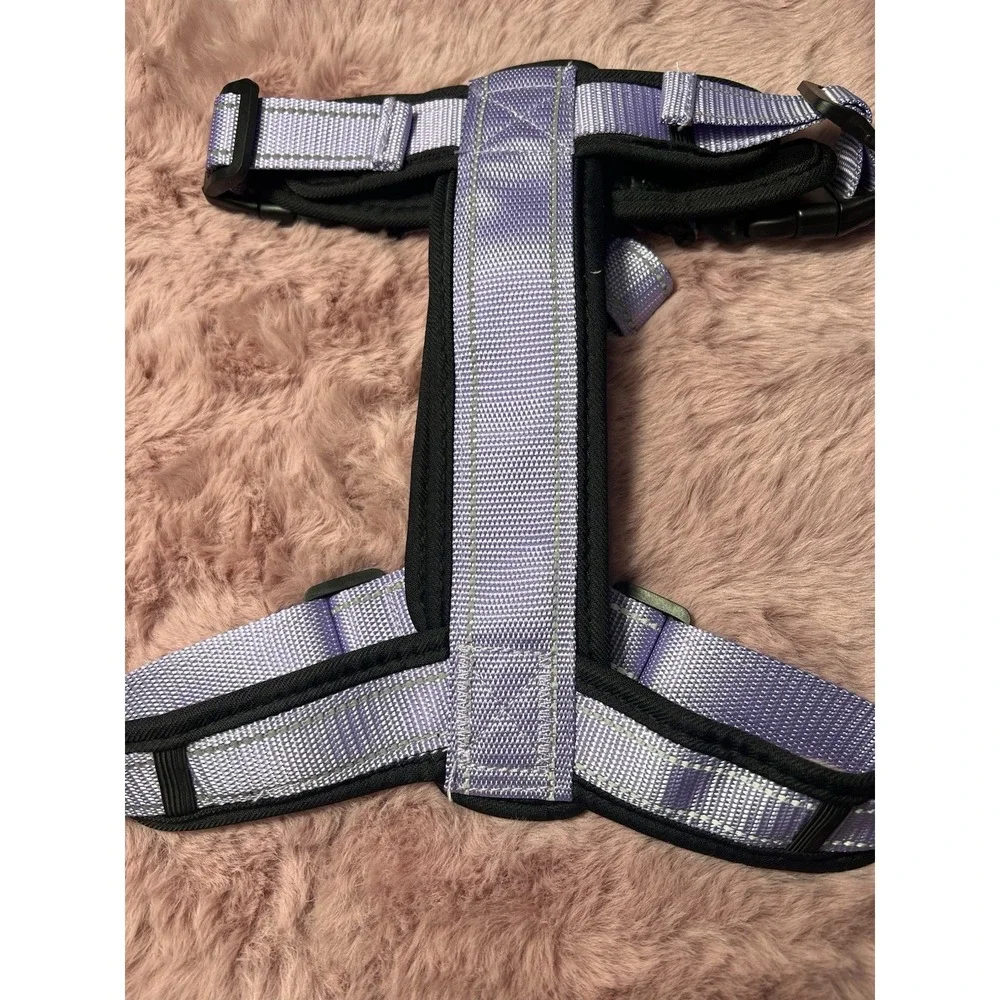Reflective Stitches Chest Back Traction Rope‎ Pet Outdoor Walking Size M Purple